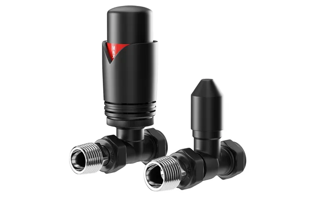 Colore Dias Thermostatic Straight Radiator Valves Matt Black Brass 39mm X 114mm X 78mm