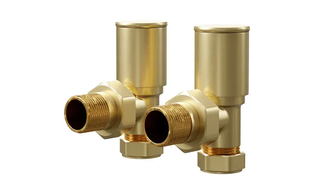 Colore Round Angled Radiator Valves Brushed Brass