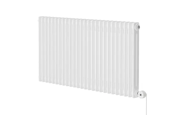 Colosseum Horizontal Digital Thermostatic Electric Double Column Radiator White Mild Steel 600mm X 1164mm