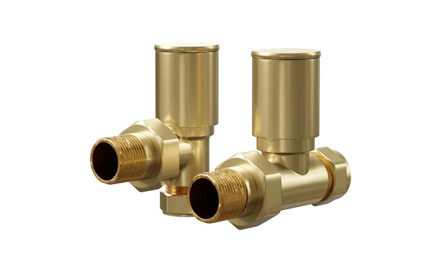 Dias Colore Round Dual Fuel Radiator Valves Brushed Brass