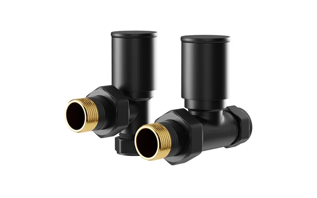 Dias Colore Round Dual Fuel Radiator Valves Matt Black Brass