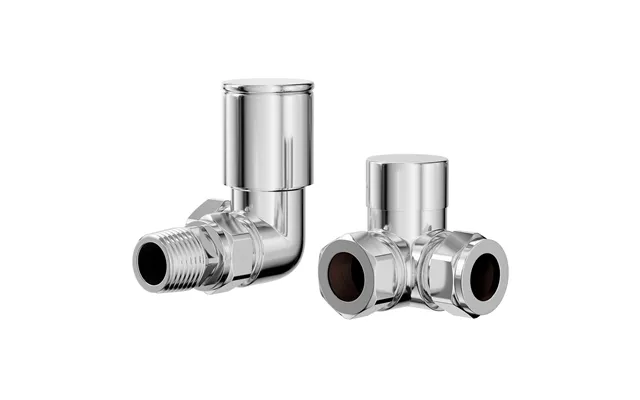 Dias Round Corner Radiator Valves Chrome Brass 67mm X 68mm X 44mm