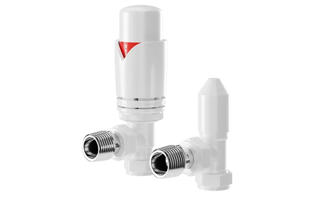 Dias Thermostatic Angled Radiator Valves White Mild Steel 39mm X 127mm X 72mm