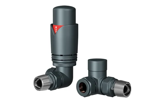 Dias Thermostatic Corner Radiator Valves Anthracite Brass 48mm X 118mm X 70mm