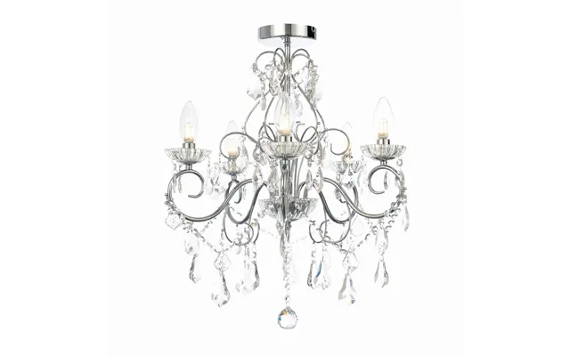 Forum Spa Vela Clear 5 Light Bathroom Chandelier Polished Chrome Steel 495mm