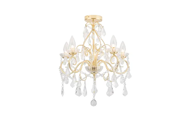 Forum Spa Vela Clear 5 Light Bathroom Chandelier Satin Brass Steel 495mm
