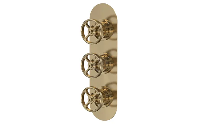 Hudson Reed Revolution Industrial Triple Concealed Thermostatic Shower Valve With 2 Outlets Brushed Brass 80mm X 280mm X