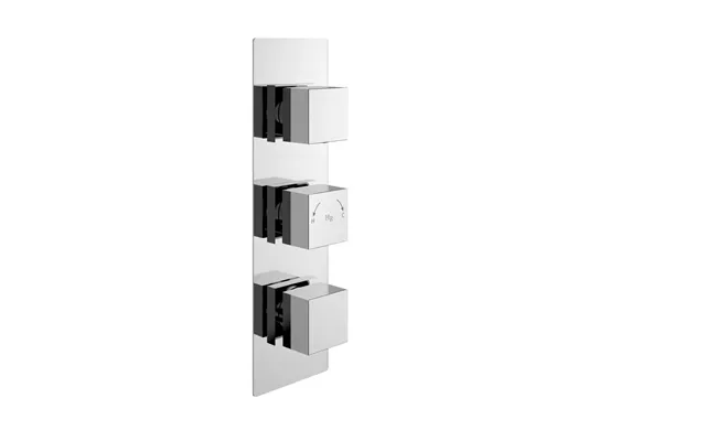 Hudson Reed Square Triple Concealed Thermostatic Shower Valve With 2 Outlets Chrome Brass 80mm X 280mm X 136mm