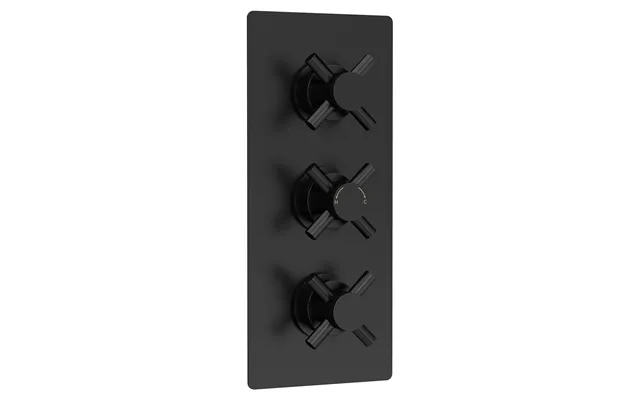 Hudson Reed Tec Crosshead Triple Concealed Thermostatic Shower Valve And Diverter With 3 Outlets Matt Black Brass 120mm 