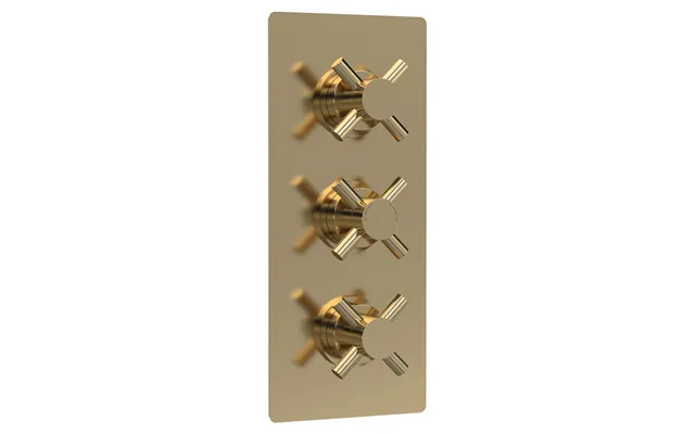 Hudson Reed Tec Crosshead Triple Concealed Thermostatic Shower Valve With 2 Outlets Brushed Brass 120mm X 280mm X 136mm