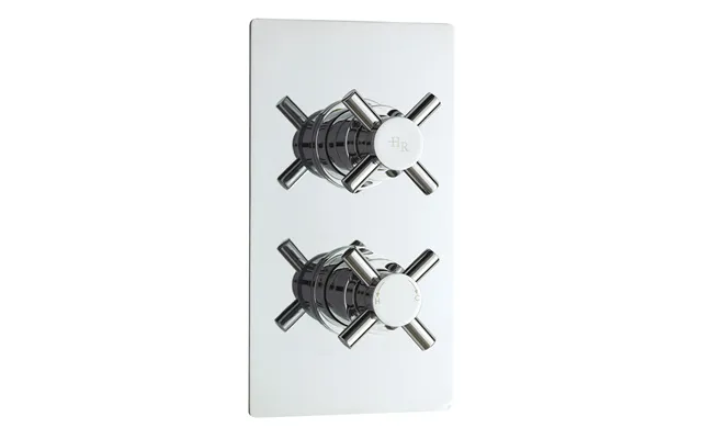 Hudson Reed Tec Crosshead Twin Concealed Thermostatic Shower Valve With 1 Outlet Chrome Brass 120mm X 215mm X 138mm