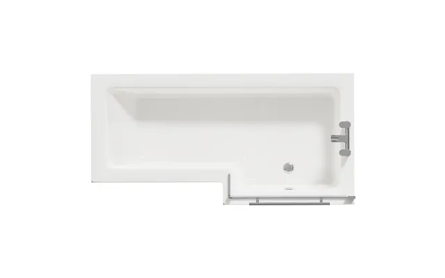 Loire Right Hand L Shaped Shower Bath With Towel Rail Bath Screen And Gloss Grey Pearl Front And End Bath Panel White Ac