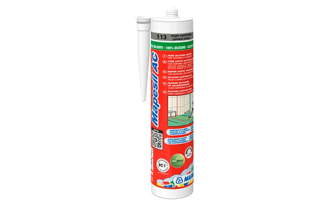 Mapei Mapesil Ac 113 310ml Solvent Free Silicone Sealant Cement Grey 50mm X 230mm X 50mm