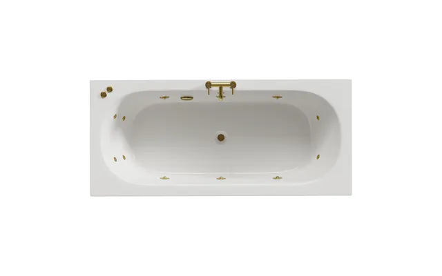 Metropole 12 Jet Brushed Brass V-tec Double Ended Whirlpool Bath White Acrylic 1800mm X 800mm