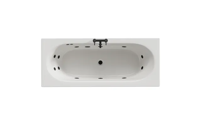 Metropole 12 Jet Matt Black Flat Jet Double Ended Whirlpool Bath White Acrylic 1700mm X 700mm