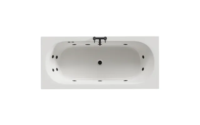 Metropole 12 Jet Matt Black Flat Jet Double Ended Whirlpool Bath White Acrylic 1800mm X 800mm