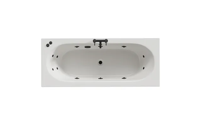 Metropole 12 Jet Matt Black V-tec Double Ended Whirlpool Bath White Acrylic 1700mm X 700mm