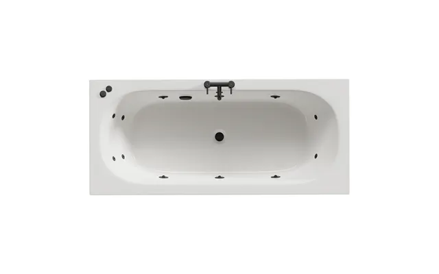 Metropole 12 Jet Matt Black V-tec Double Ended Whirlpool Bath White Acrylic 1800mm X 800mm