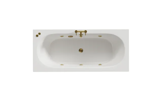 Metropole 6 Jet Brushed Brass V-tec Double Ended Whirlpool Bath White Acrylic 1700mm X 750mm