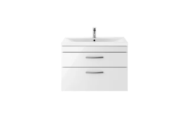 Nuie Athena Wall Hung 2 Drawer Vanity Unit And Minimalist Ceramic Basin Gloss White Mdf 800mm product image