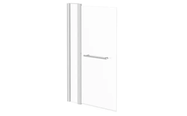 Nuie Extended Square Corner Bath Shower Screen With Towel Rail Polished Chrome Glass Aluminium 985mm