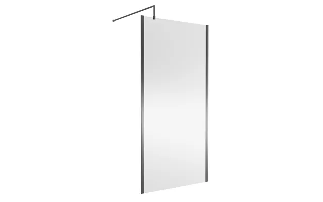 Nuie Outer Framed Wetroom Shower Screen With Support Bar Brushed Pewter Glass Aluminium 1000mm X 1850mm