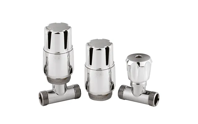 Nuie Thermostatic Straight Radiator Valves Chrome Steel