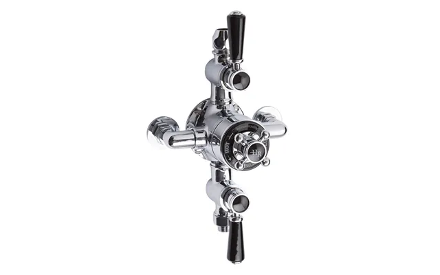 Old London Topaz White Lever Exposed Triple Thermostatic Shower Valve With 2 Outlets Chrome Brass 195mm X 332mm X 135mm