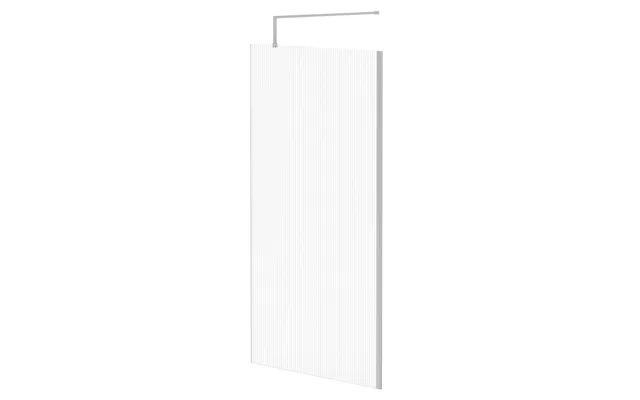 Pacco 8mm Fluted Glass Walk In Shower Screen Including Wall Channel And Support Bar Polished Chrome Glass Aluminium 1850