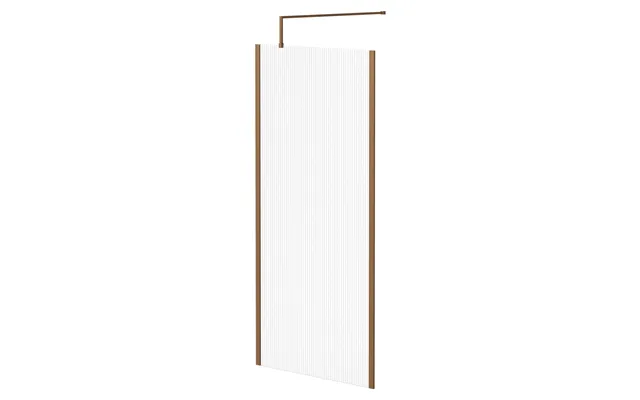 Pacco 8mm Fluted Glass Walk In Shower Screen Including Wall Channel With End Profile And Support Bar Brushed Bronze Glas