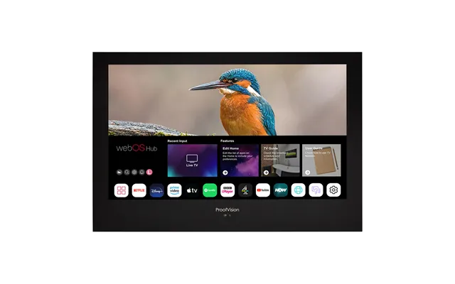 Proofvision Premium 24 Waterproof Bathroom Smart Television Black Glass 594mm X 396mm X 51mm