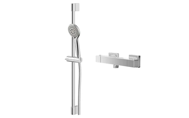 Quattro Polished Thermostatic Bar Valve Mixer Shower With Avon Shower Slide Rail Kit Chrome Brass 261mm X 670mm X 90mm