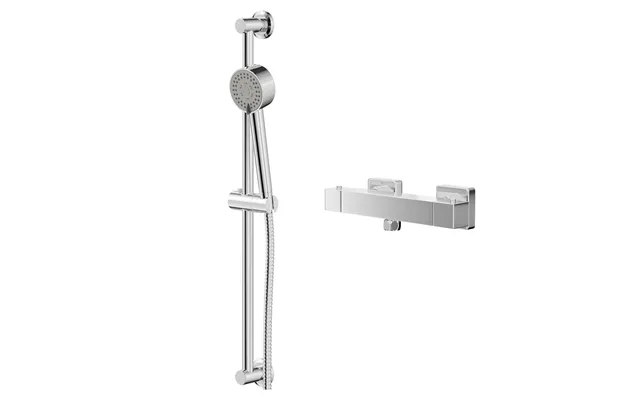 Quattro Polished Thermostatic Bar Valve Mixer Shower With Tyne Shower Slide Rail Kit Chrome Brass 261mm X 700mm X 90mm
