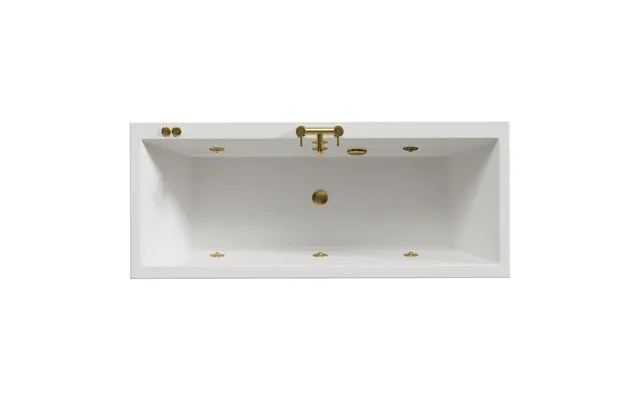 Slim Edge 6 Jet Brushed Brass V-tec Double Ended Whirlpool Bath White Acrylic 1700mm X 700mm