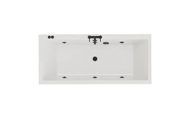 Slim Edge 6 Jet Matt Black V-tec Double Ended Whirlpool Bath White Acrylic 1700mm X 750mm