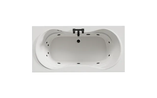 Strata Duo Xl 12 Jet Matt Black Flat Jet Double Ended Whirlpool Bath White Acrylic 1800mm X 900mm