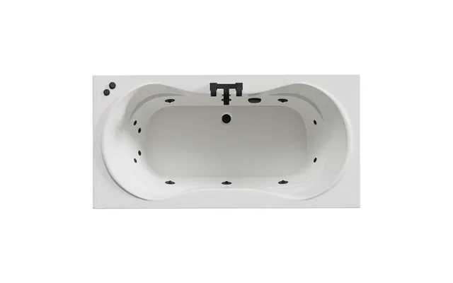 Strata Duo Xl 12 Jet Matt Black V-tec Double Ended Whirlpool Bath White Acrylic 1800mm X 900mm