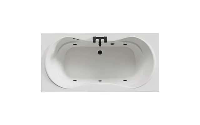 Strata Duo Xl 6 Jet Matt Black Flat Jet Double Ended Whirlpool Bath White Acrylic 1800mm X 900mm