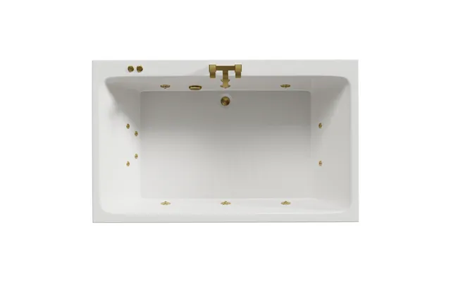 Verna 12 Jet Brushed Brass V-tec Double Ended Whirlpool Bath White Acrylic 1800mm X 1100mm