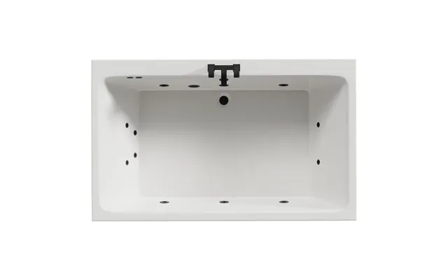 Verna 12 Jet Matt Black Flat Jet Double Ended Whirlpool Bath White Acrylic 1800mm X 1100mm