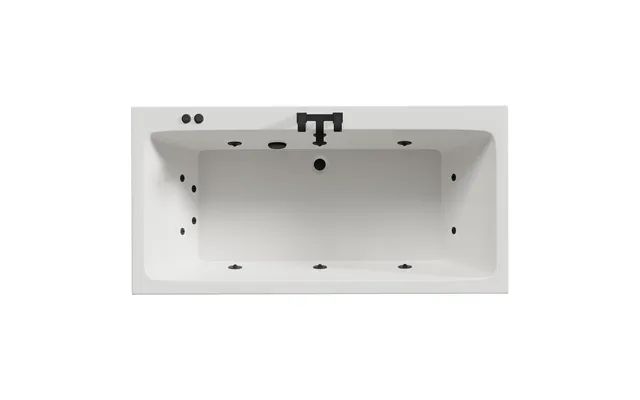 Verna 12 Jet Matt Black V-tec Double Ended Whirlpool Bath White Acrylic 1800mm X 900mm