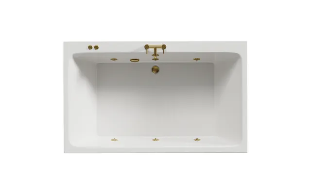 Verna 6 Jet Brushed Brass V-tec Double Ended Whirlpool Bath White Acrylic 1800mm X 1100mm