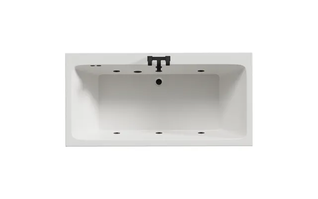 Verna 6 Jet Matt Black Flat Jet Double Ended Whirlpool Bath White Acrylic 1800mm X 900mm