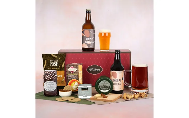 Happy Beer'thday Beer & Cheese Hay Hampers 1x75cl