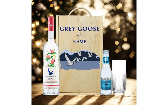 Personalised Grey Goose Strawberry & Lemongrass Vodka Gift Set With Lemonade & Rocks Glass 70cl