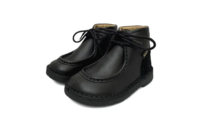 Boomer Kids Wallabee Boot Black Leather Size Eu 33 Uk 1 Us 2