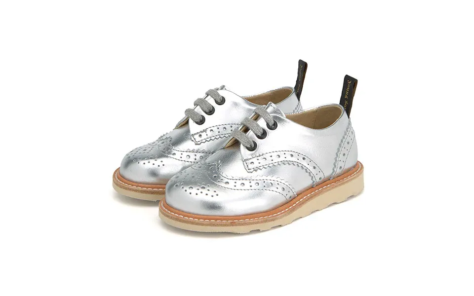 Brando Brogue Kids Shoe Silver Leather Size Eu 20 Uk 4 Us 5