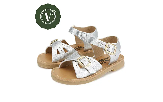 Pearl Vegan Kids Sandal Silver Synthetic Leather Size Eu 40 Uk 7