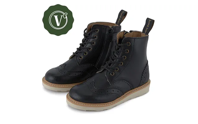 Sidney Vegan Brogue Kids Boot Black Synthetic Leather Size Eu 40 Uk 7