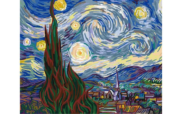 Starry Night Paint By Numbers - 16''x20'' 40x50mm Diy Frame 36 Colors Balanced&detailed